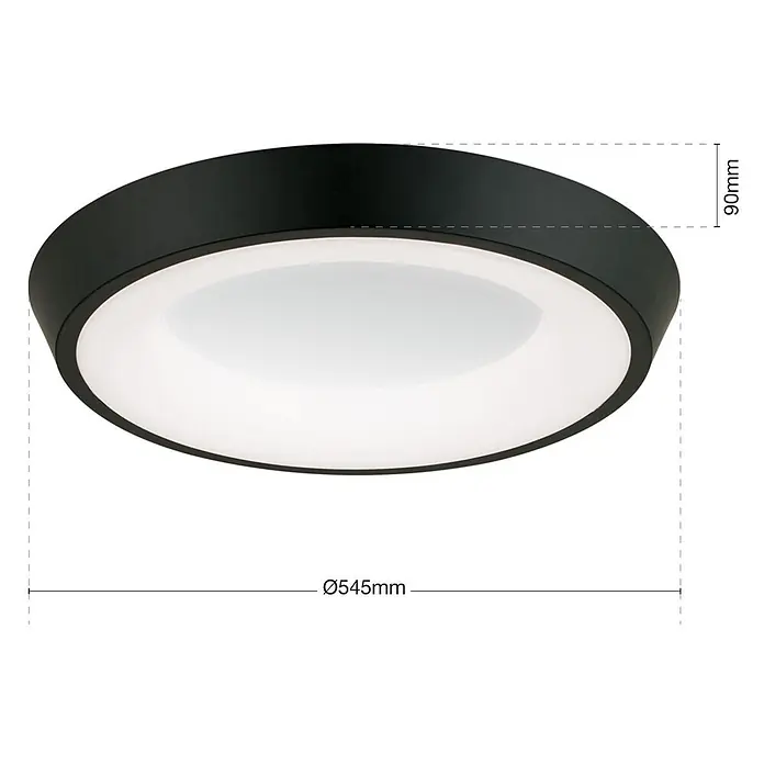 Orion Leuchten LED-Deckenleuchte rund -  - Runde schwarze LED-Deckenleuchte mit weißem Diffusor. Maße: Ø545mm Durchmesser, 90mm Höhe.