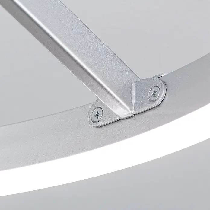 Orion Leuchten LED-Deckenleuchte rund -  - Silbernes Metallrahmengelenk mit zwei Kreuzschlitzschrauben und integriertem Leuchtstreifen.