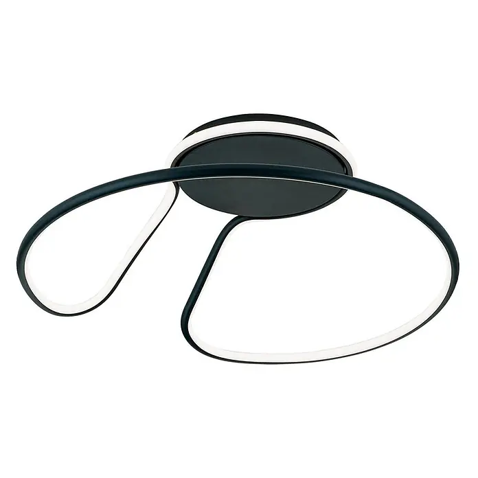 Orion Leuchten LED-Deckenleuchte rund -  - Moderne schwarze LED-Deckenleuchte mit zwei verschlungenen, wellenförmigen Bändern.