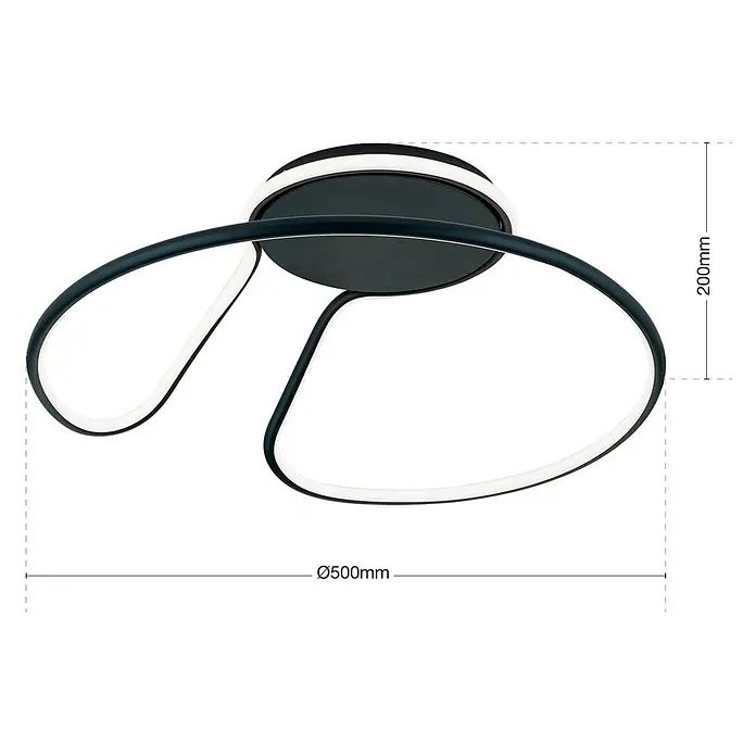 Orion Leuchten LED-Deckenleuchte rund -  - Moderne LED-Deckenleuchte mit abstraktem, gewelltem dunklem Rahmen. Ø500mm, H200mm.