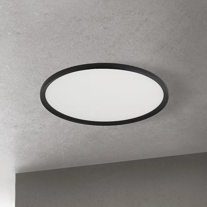 Orion Leuchten LED-Deckenleuchte rund -  - Ovale LED-Deckenleuchte mit schwarzem Rahmen und weißem Diffusor.