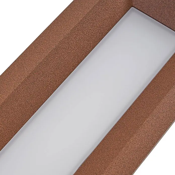 Lucande Außenwandleuchte Lachlain - braun / rost, IP65 - Rechteckige LED-Leuchte mit strukturiertem bronzefarbenem Rahmen und mattierter Abdeckung.