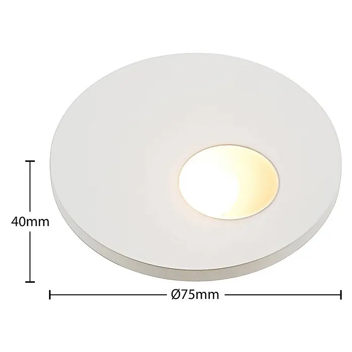 Arcchio Wandleuchte Vexi - L x B x H: 7,5 x 7,5 x 4,06 cm, weiß / opal - Weiße runde LED-Leuchte, Ø 75mm, 40mm hoch, mit warmweißem Licht.