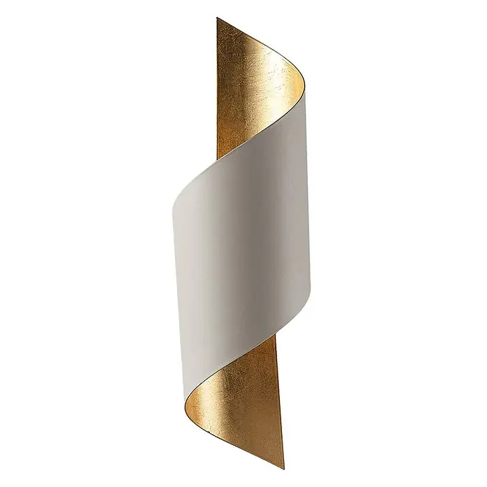 Lindby Wandleuchte Vanni - L x B x H: 17 x 15 x 52 cm, weiß / opal, E27 - Moderne spiralförmige Wandleuchte mit hellgrauer Außenseite und Blattgold-Innenseite.