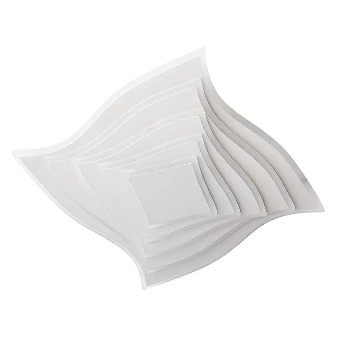 Lindby Deckenleuchte Rebeka - weiß / opal - Set transparenter weißer wellenförmiger quadratischer Schablonen.
