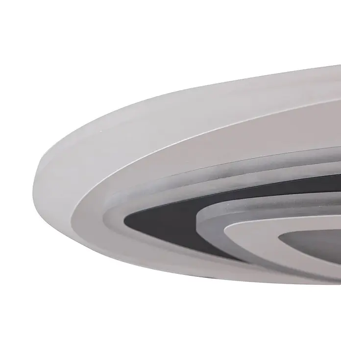 Lindby Deckenleuchte Rebeka - weiß / opal - Runde, mehrschichtige LED-Deckenleuchte mit weißem, grauem und schwarzem konzentrischem Design.