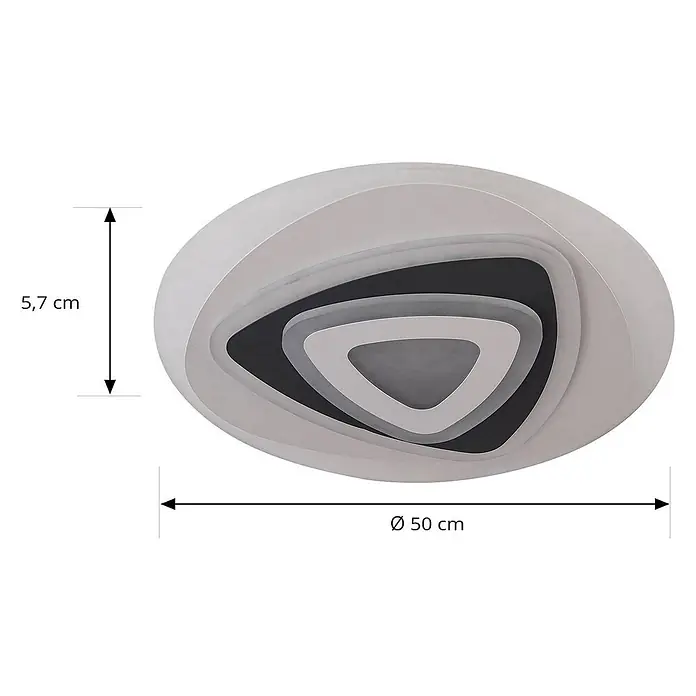Lindby Deckenleuchte Rebeka - weiß / opal - Moderne Deckenleuchte, geschichtet, mit weißen, grauen und schwarzen geometrischen Formen.