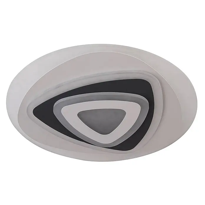 Lindby Deckenleuchte Rebeka - weiß / opal - Moderne Deckenleuchte mit geschichteten weißen, grauen und schwarzen geometrischen Formen.