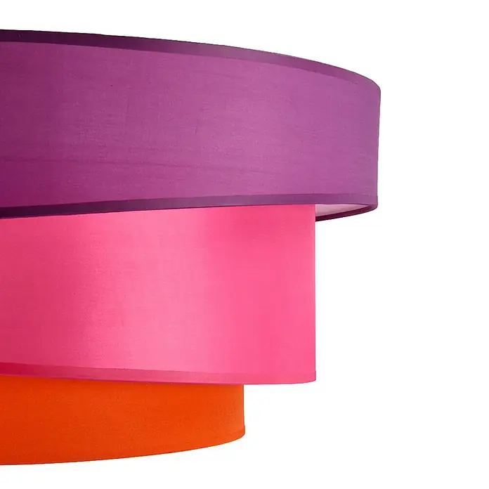 Lindby Deckenleuchte Melia - violett / pink / rose, E27 - Mehrstufiger Stofflampenschirm in Violett, Pink und Orange.