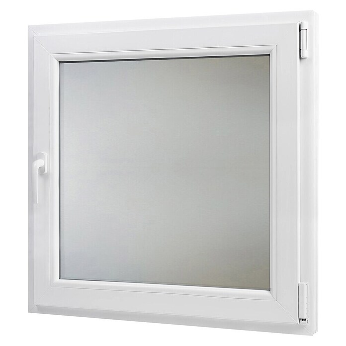 PVC prozor bez kvake  (60 x 60 cm, Smjer otvaranja: Desno, Bijela, Ugradbena dubina: 70 mm, Satinirano staklo) | BAUHAUS