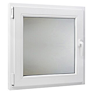 PVC prozor bez kvake (50 x 50 cm, Smjer otvaranja: Lijevo, Bijela, Ugradbena dubina: 70 mm, Satinirano staklo)