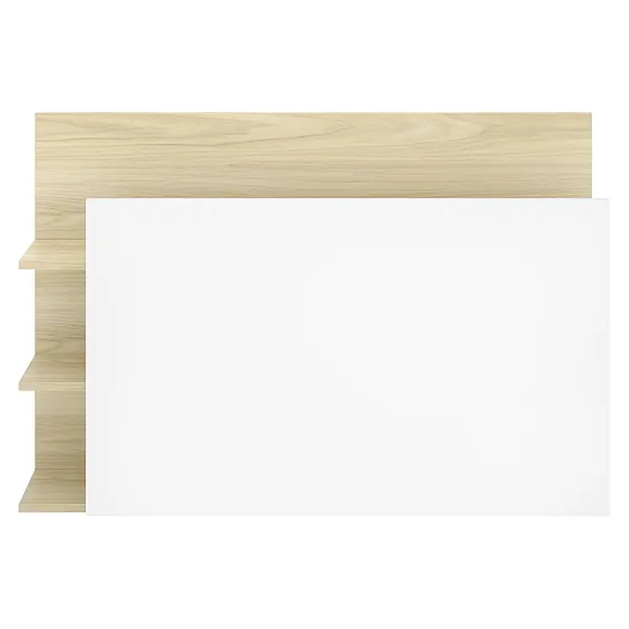 Dekit Cabecero de cama Tori - L x An: 19,2 x 105,2 cm, Blanco/Roble claro, Específico para: Cama de 90 cm. - Superficie rectangular blanca parcialmente cubierta por un panel de madera clara.