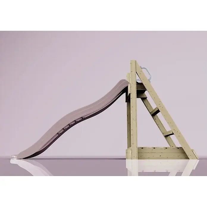 OutdoorToys Rutsche Gecko - B x L: 22 x 60 cm, Holz, Rosa - Hölzerne Kinderrutsche mit hellgrau/mauve gewellter Rutschbahn und A-förmiger Leiter.