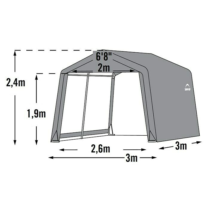 ShelterLogic GerätehausAußenbreite inkl. Dachüberstand: 297 cm, Außentiefe inkl. Dachüberstand: 305 cm, Stahl, Grau Unknown