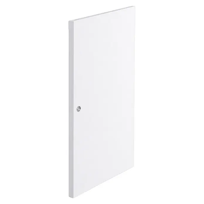 Entravia Schiebetür-Komplettset CleanSlide - 1.067 x 2.200 mm, Verkehrsweiß, Röhrenspan - Weißes Türblatt mit eingelassener runder Griffmuschel aus gebürstetem Metall.