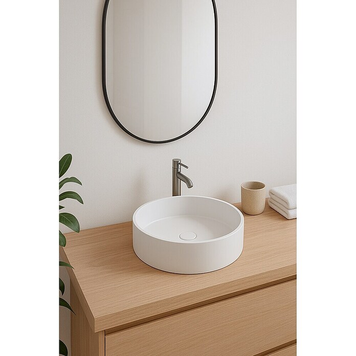 Lavabo de sobremesa Apolo (37 x 37 cm, Sin desbordamiento, Blanco) | BAUHAUS
