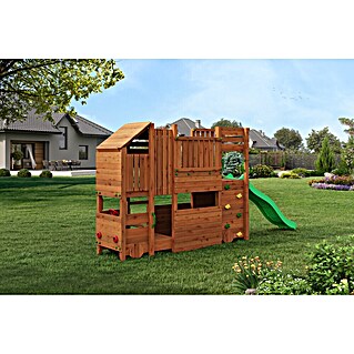 Funky Combo Kinderspielturm Camper (L x B x H: 470 x 80 x 223 cm, Braun)