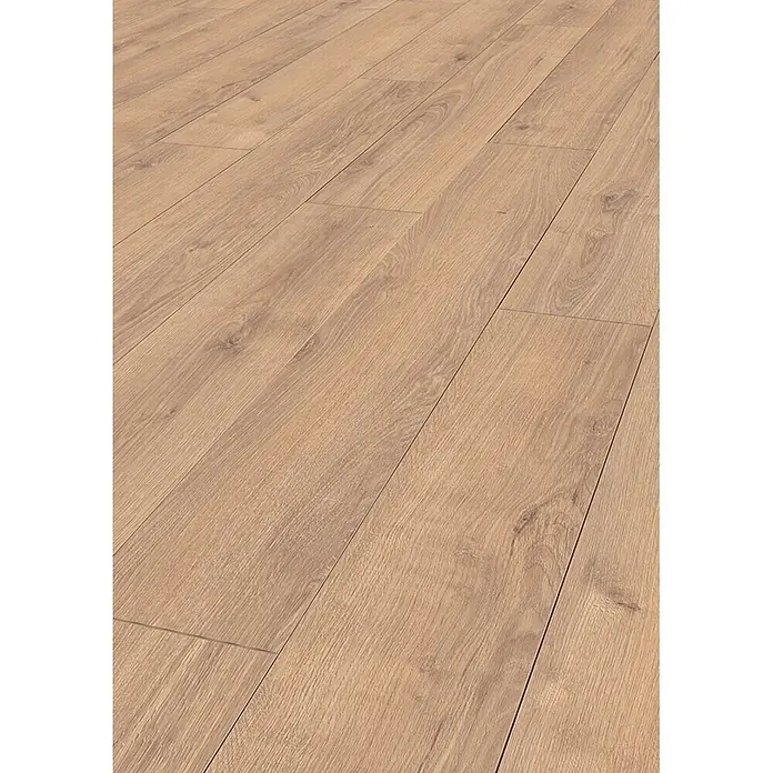 Krono Original Laminado Atlantic 8 - 1.288 x 195 x 8 mm, Roble envejecido, AC4 - Tablas de suelo de madera clara con veta natural.