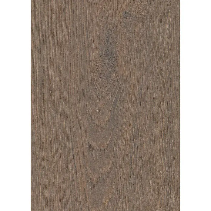 Krono Original Laminat Atlantic 8 - Dark Montanara Oak, Landhausdiele, 1.288 x 195 x 8 mm - Dunkelbraune Holzmaserung mit sichtbarer Textur und subtilem, wirbelndem Astmuster.