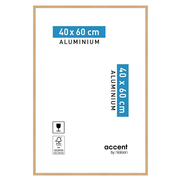 Nielsen Alurahmen Duo - 40 x 60 cm, Eiche - 40x60 cm Aluminium-Bilderrahmen in heller Holzoptik.