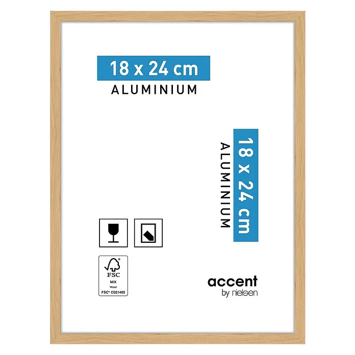 Nielsen Alurahmen Duo - 18 x 24 cm, Eiche - Heller Bilderrahmen aus Aluminium in Holzoptik (18x24 cm) von accent by nielsen. FSC Mix Holz zertifiziert.