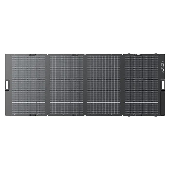 EcoFlow Solarmodul - Max. Leistung: 400 W, L x B x H: 236,5 x 105,8 x 2,5 cm - Dunkelgraues EcoFlow 400W faltbares Solarpanel mit Gittermuster und Griffen.
