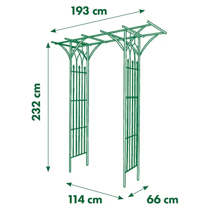 Nature Rosenbogen - Schwarz - Dekorativer grüner Metall-Gartenbogen (H 232cm, B 193cm, T 66cm) mit integrierten Rankgittern, ideal für Kletterpflanzen.