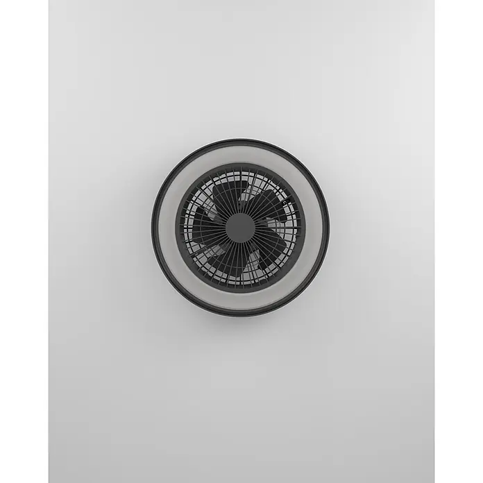 Eglo Deckenventilator SintAndré - Schwarz, 51 cm - Runder Deckenventilator mit dunkelgrauen Rotorblättern und Gitter, mit integriertem hellgrauen LED-Ring.