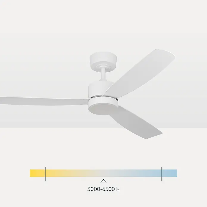 Eglo Deckenventilator Bonassola - Weiß, 132 cm - Weißer dreiflügeliger Deckenventilator mit integriertem Licht.