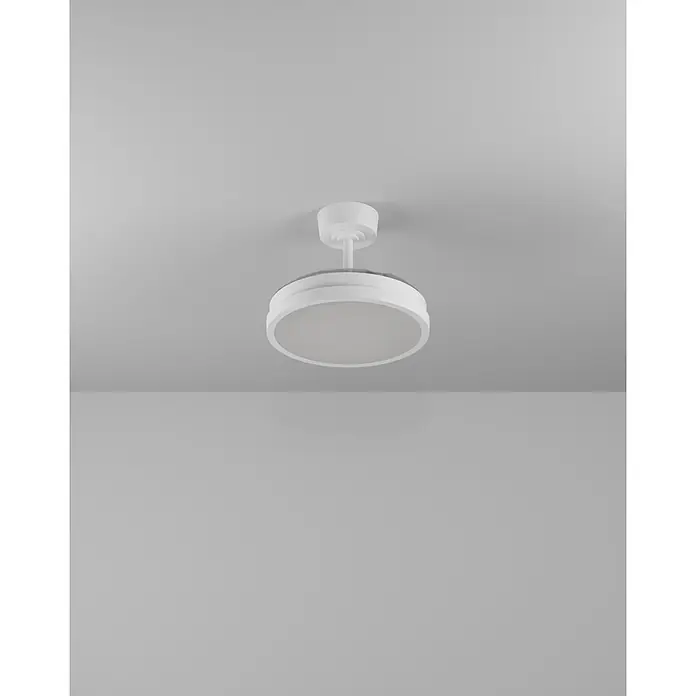 Eglo Deckenventilator Malpica - Weiß, 77 cm - Weiße, runde Deckenleuchte mit lichtdurchlässigem Diffusor, von der Decke abgehängt.