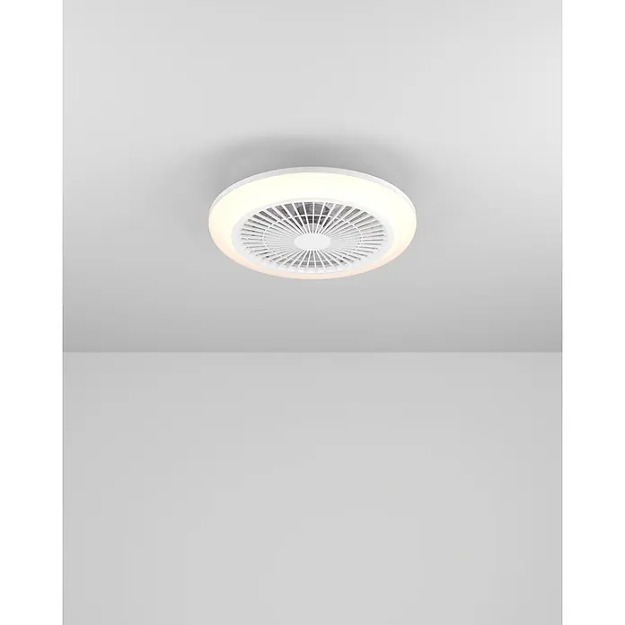 Eglo Deckenventilator Salvador - Weiß, 46 cm, 17,6 W, Warmweiß - Weiße runde Deckenleuchte mit integriertem Ventilator und leuchtendem LED-Ring.