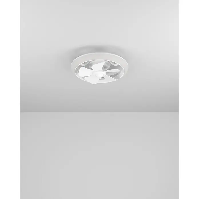 Eglo Deckenventilator Fernandina - Weiß, 38 cm, 30 W, RGB - Weißer Deckenventilator mit vier Flügeln und integrierter runder LED-Leuchte zur Unterputzmontage.