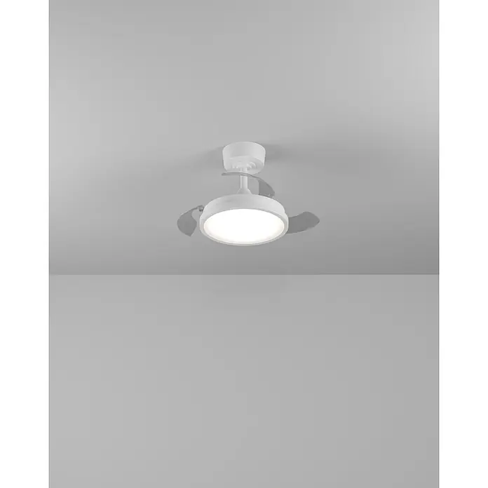 Eglo Deckenventilator Malpica - Weiß, 63 cm - Weißer Deckenventilator mit drei grauen Flügeln und integrierter runder LED-Beleuchtung.