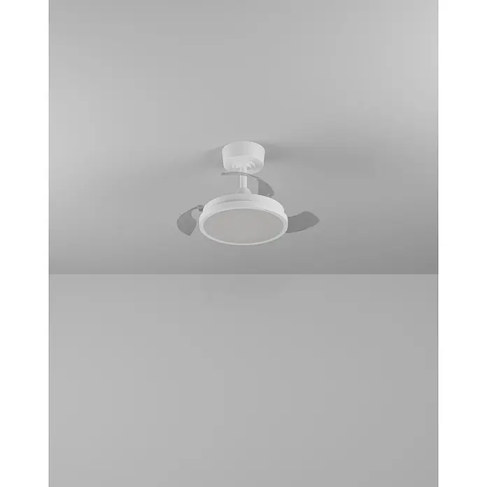 Eglo Deckenventilator Malpica - Weiß, 63 cm - Weißer Deckenventilator mit integrierter runder Leuchte und drei durchscheinenden Flügeln.