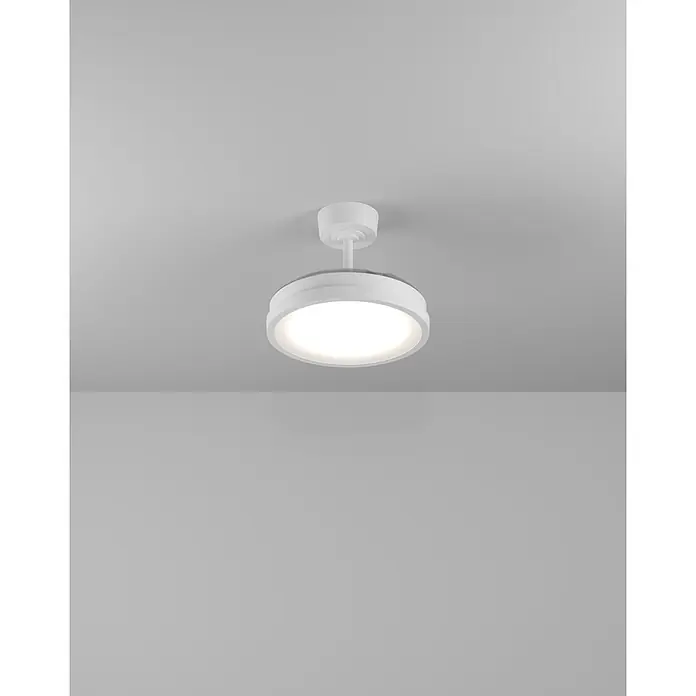 Eglo Deckenventilator Malpica - Weiß, 77 cm - Beleuchtete weiße runde Deckenleuchte.