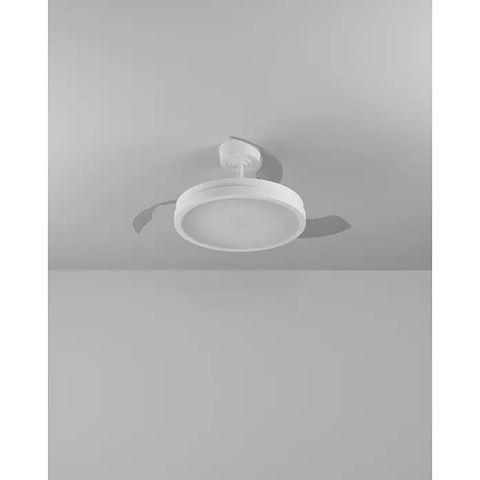 Eglo Deckenventilator Malpica - Weiß, 98 cm - Weißer Deckenventilator mit versenkbaren Flügeln und integrierter LED-Beleuchtung.