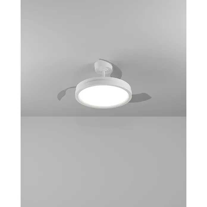 Eglo Deckenventilator Malpica - Weiß, 98 cm - Weißer Deckenventilator mit integrierter runder LED-Beleuchtung.