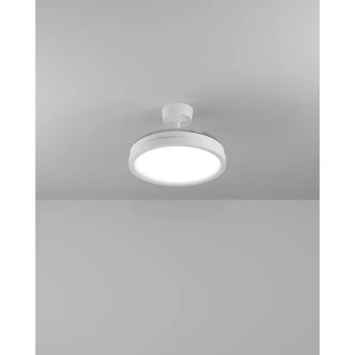 Eglo Deckenventilator Malpica - Weiß, 98 cm - Weißer Deckenventilator mit ausziehbaren Flügeln und integrierter runder LED-Deckenleuchte.