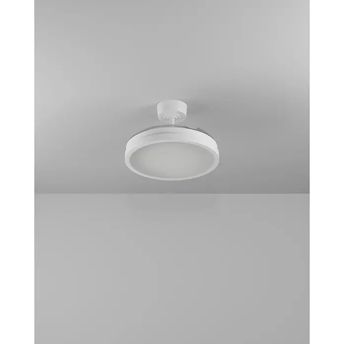 Eglo Deckenventilator Malpica - Weiß, 98 cm - Weißer Deckenventilator mit integrierter runder LED-Leuchte.