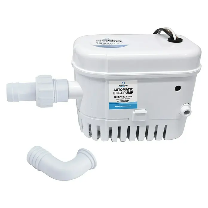 Albin Pump Bilgepumpe 750 GPH - Max. Fördermenge: 50 l/min, Förderhöhe: 1 m, 12 V - Automatische Lenzpumpe von Albin Pump, 500 GPH, 12V, 1.8A. Ideal zur Wasserableitung in Booten und anderen Anwendungen.