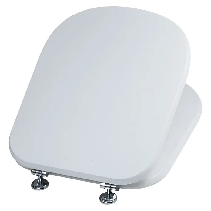 Kiamami Valentina WC-Sitz - Weiß - Weißer WC-Sitz mit Deckel und Chromscharnieren.