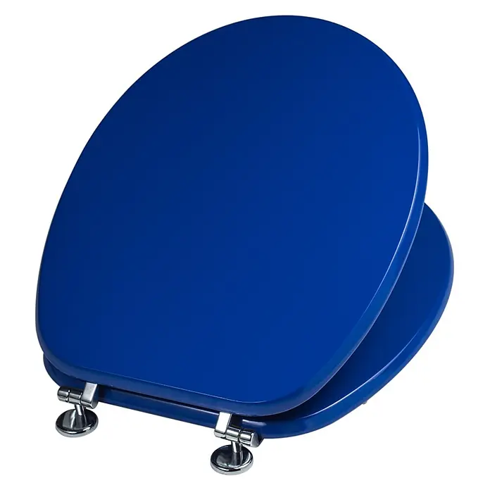Kiamami Valentina WC-Sitz - Blau - Blauer, glänzender Toilettensitz mit Chromscharnieren.
