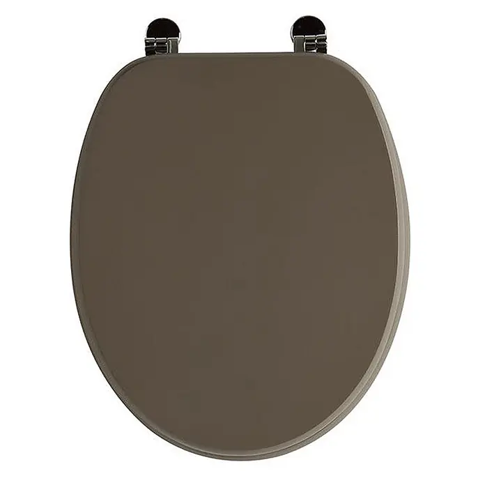Kiamami Valentina WC-Sitz - Grau - Solider taupe Toilettensitz mit Chromscharnieren.