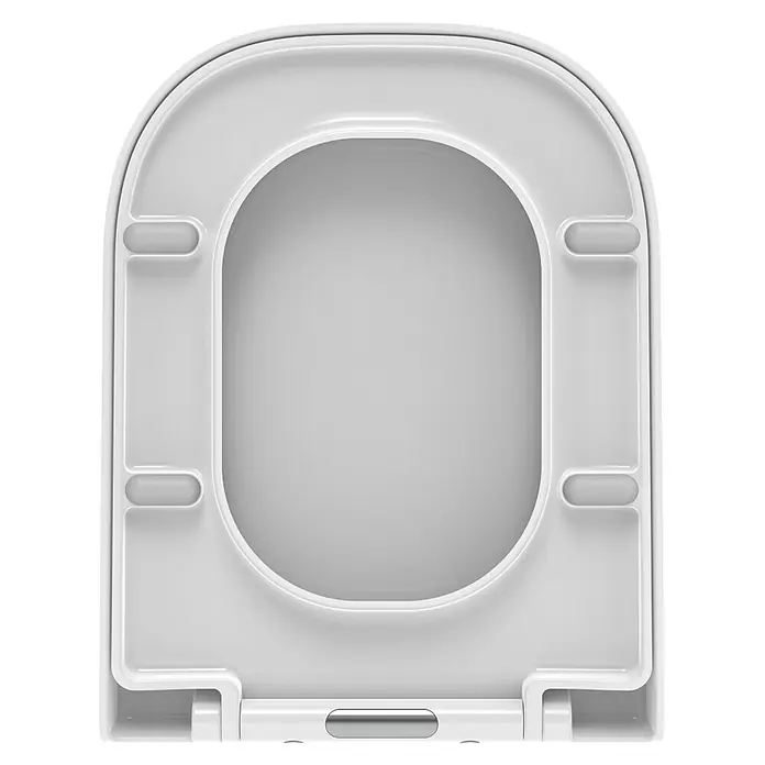 Kiamami Valentina WC-Sitz - Weiß, Mit Absenkautomatik - Weiße Toilettensitz-Unterseite mit ergonomischer Form und Antirutschpuffern.