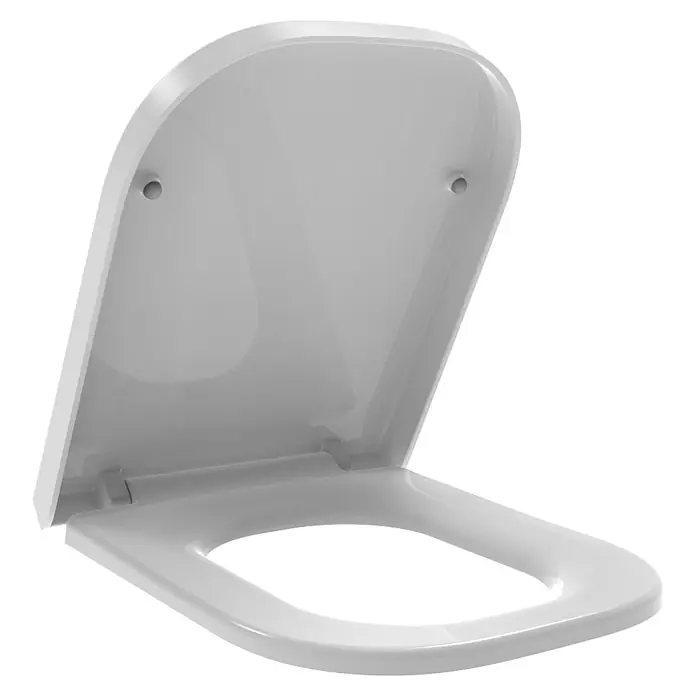 Kiamami Valentina WC-Sitz - Weiß, Mit Absenkautomatik - Weißer Toilettensitz und Deckel, geöffnet dargestellt.