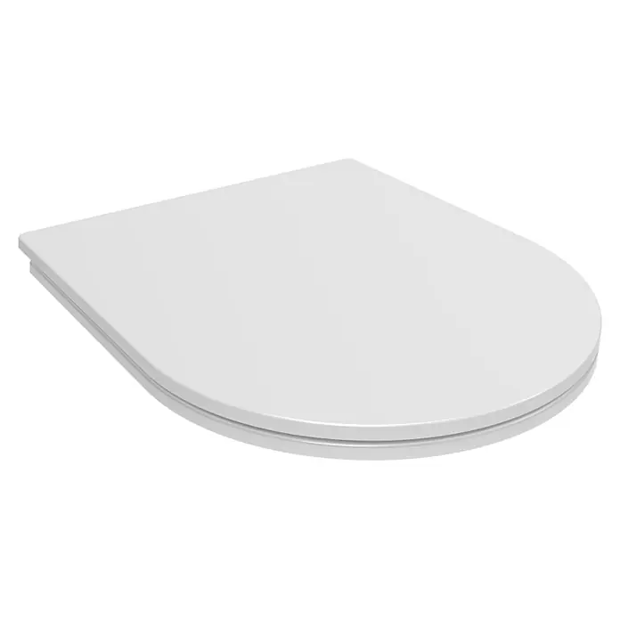 Kiamami Valentina WC-Sitz - Weiß, Mit Absenkautomatik - Glänzender, weißer, geschlossener D-förmiger Toilettensitz.