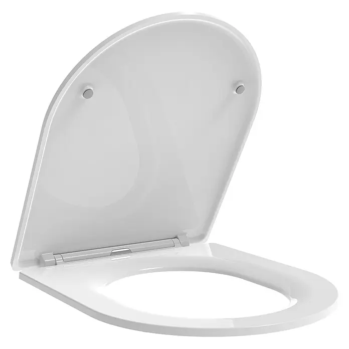 Kiamami Valentina WC-Sitz - Weiß, Mit Absenkautomatik - Weißer Toilettensitz mit geöffnetem Deckel und Absenkautomatik.
