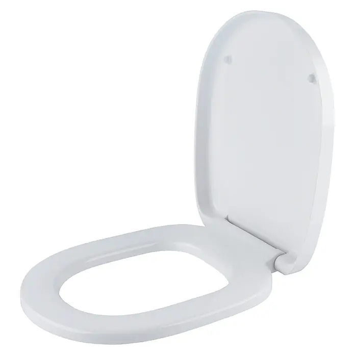 Kiamami Valentina WC-Sitz - Weiß, Mit Absenkautomatik - Weißer Toilettensitz mit Deckel in geöffneter Position.