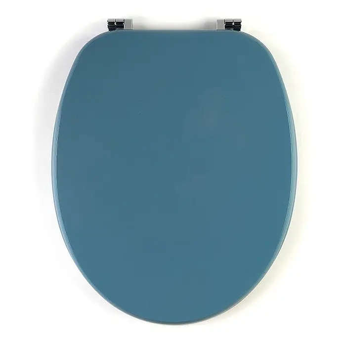 Kiamami Valentina WC-Sitz - Blau - Ovaler blauer WC-Sitz mit Chromscharnieren.