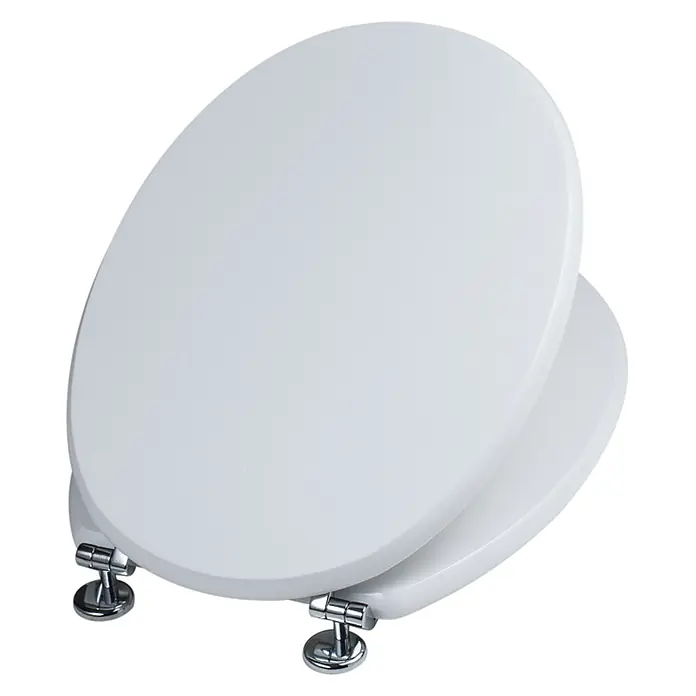 Kiamami Valentina WC-Sitz - Weiß - Glatter, weißer ovaler Toilettensitz mit polierten Chromscharnieren.